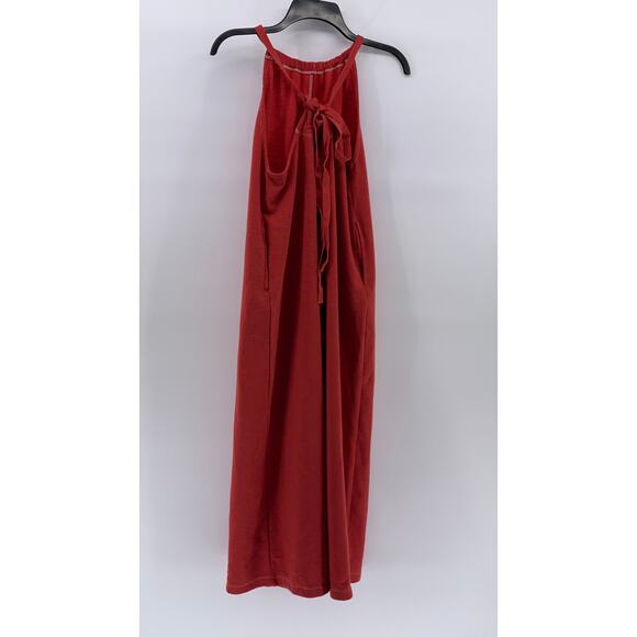 FREAKS STORE Women's Red Textured Sleeveless Halter Tie-Back Jumpsuit SZ M/L - Picture 3 of 12